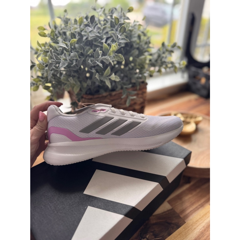 Women's Adidas Runfalcon 5 W Running Shoes Size 8 White/Pink - Picture 2 of 4